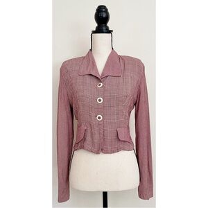 Vintage 90s Does 40s Cropped Gingham Blazer